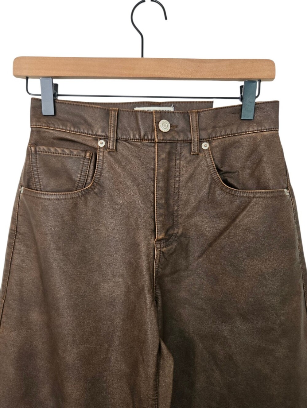 NWT Free People We The Free Misha High Rise Wide Barrel Faux Leather Pants 25 - Picture 4 of 9